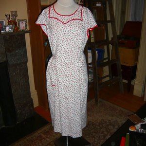 Vintage Red and White Apron Dress tie in back